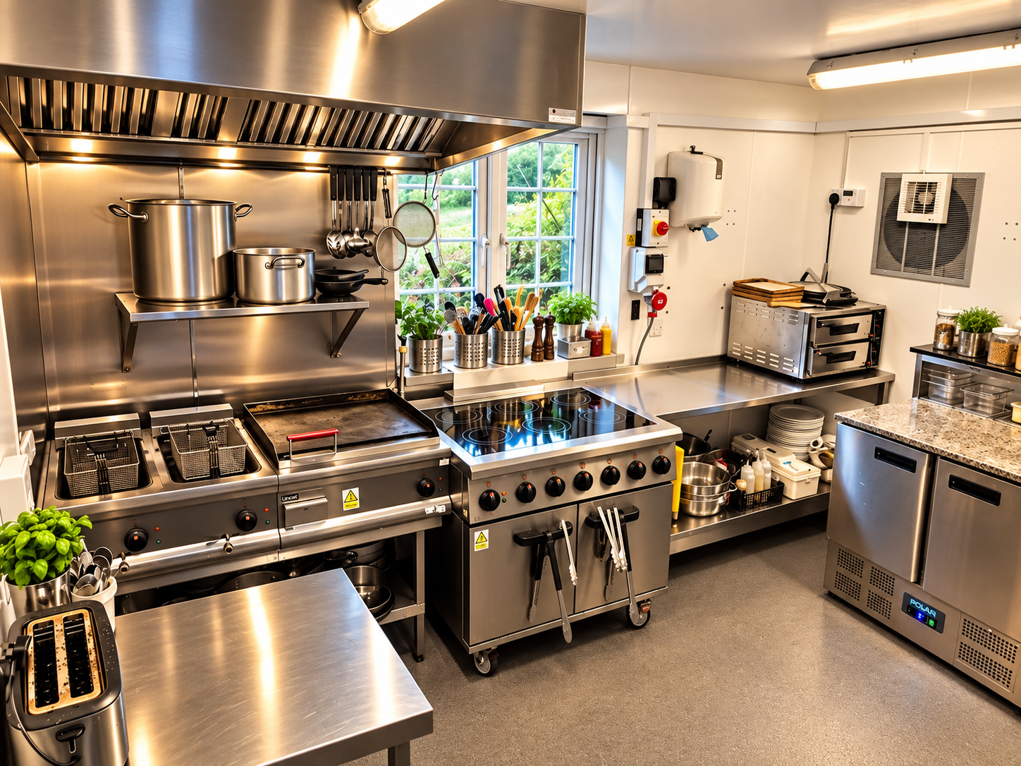 The working kitchen line at The Old Mill