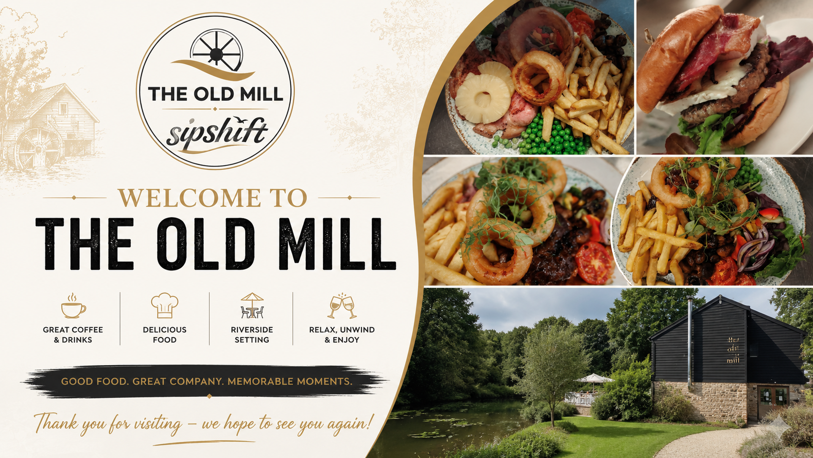 Welcome to The Old Mill — great coffee, delicious food, riverside setting